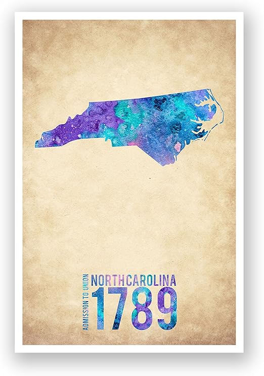 Amazon Com Acuarela De Carolina Estado Del Norte 24 X 36 Mate