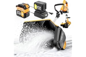 LEMOLIFYS 17-Inch Cordless Snow Shovel with Wheels, 9000mAh Brushless Electric Snow Blower Battery Powered, 26Ft Snow Thrower Distance&Adjustable Plate, Snow Removal for Driveway Deck Sidewalks