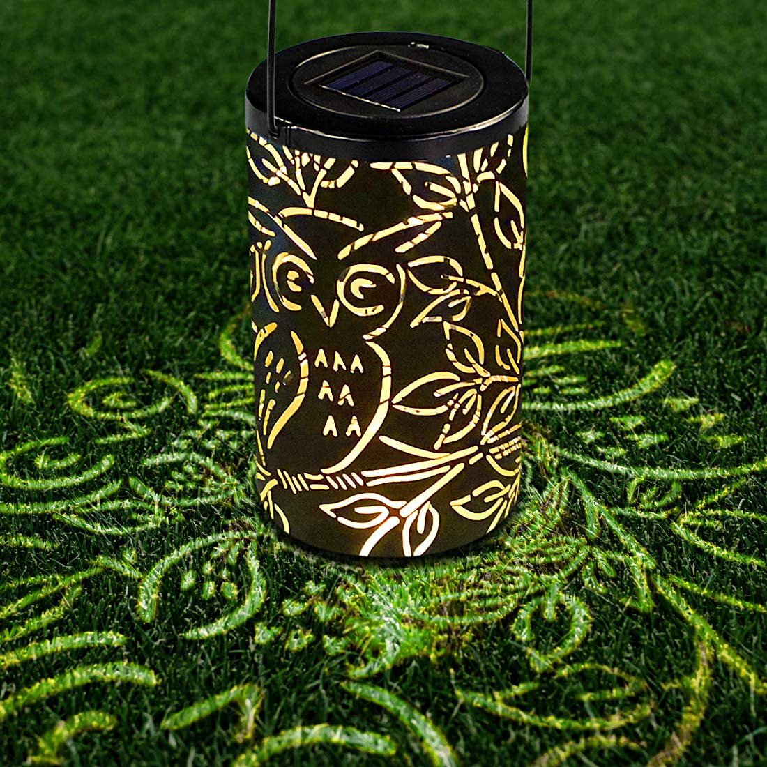 LED Solar Laterne Solarlaterne für außen，Retro Pendelleuchte mit Wiederaufladbaren IP44 Wasserdicht Eule Form für Garten Hof Terrasse Rasen Party Decor