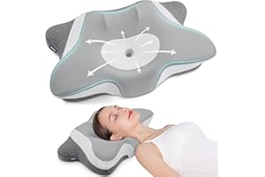 DONAMA Cervical Neck Pillow for Sleeping, Ergonomic Memory Foam Pillows with Built-in/Removable Small Neck Support Pillow, Contour Bed Pillows for Side Back Stomach Sleepers with Cooling Pillowcase
