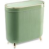 Supteron Bathroom Trash Can with Lid 3.2 Gallon Narrow Trash Can Small Plastic Trash Bin 12 Liter with Press Type Lid for Bedroom Bathroom, Mint Green