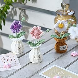 YOOJEE Crochet Flower Pot Thank You Crochet Gifts