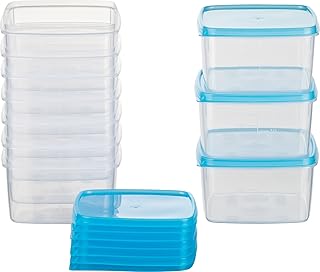 Kigima Tiefkühldose 0,5l quadratisch 11x11x6,4 cm 10er Set hellblau