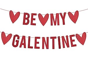 DENEO Be My Galentine Banner, Red Glitter galentine’s Day Decorations for Home Office, Happy Galentines Day Decor, Valentines Day Banner for Galentines Day Party Decorations