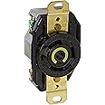 Hubbell Wiring Device-Kellems Locking Devices, Twist-Lock, Industrial, Flush Receptacle, 30A 125V, 2-Pole 3-Wire Grounding, L5-30R, Screw Terminal, Black (HBL2610)