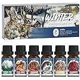 SoulOrigin Winter Essential Oils Set, Fragrance Oil Gift Set for Oil Diffusers, Scented Oils for Soap 6x10ml - Forest Pine, Spiced Apple Cider, Cinnamon, Mint Hot Chocolate, Gingerbread, and Cranberry