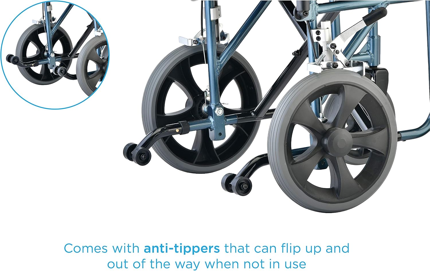 NOVA Bariatric Transport Chair with Locking Hand Brakes, Heavy Duty and Extra Wide Wheelchair with Removable & Flip Up Arms for Easy Transfer, Anti-Tippers Included, 400 lb. Weight Capacity, Blue: Health & Personal Care