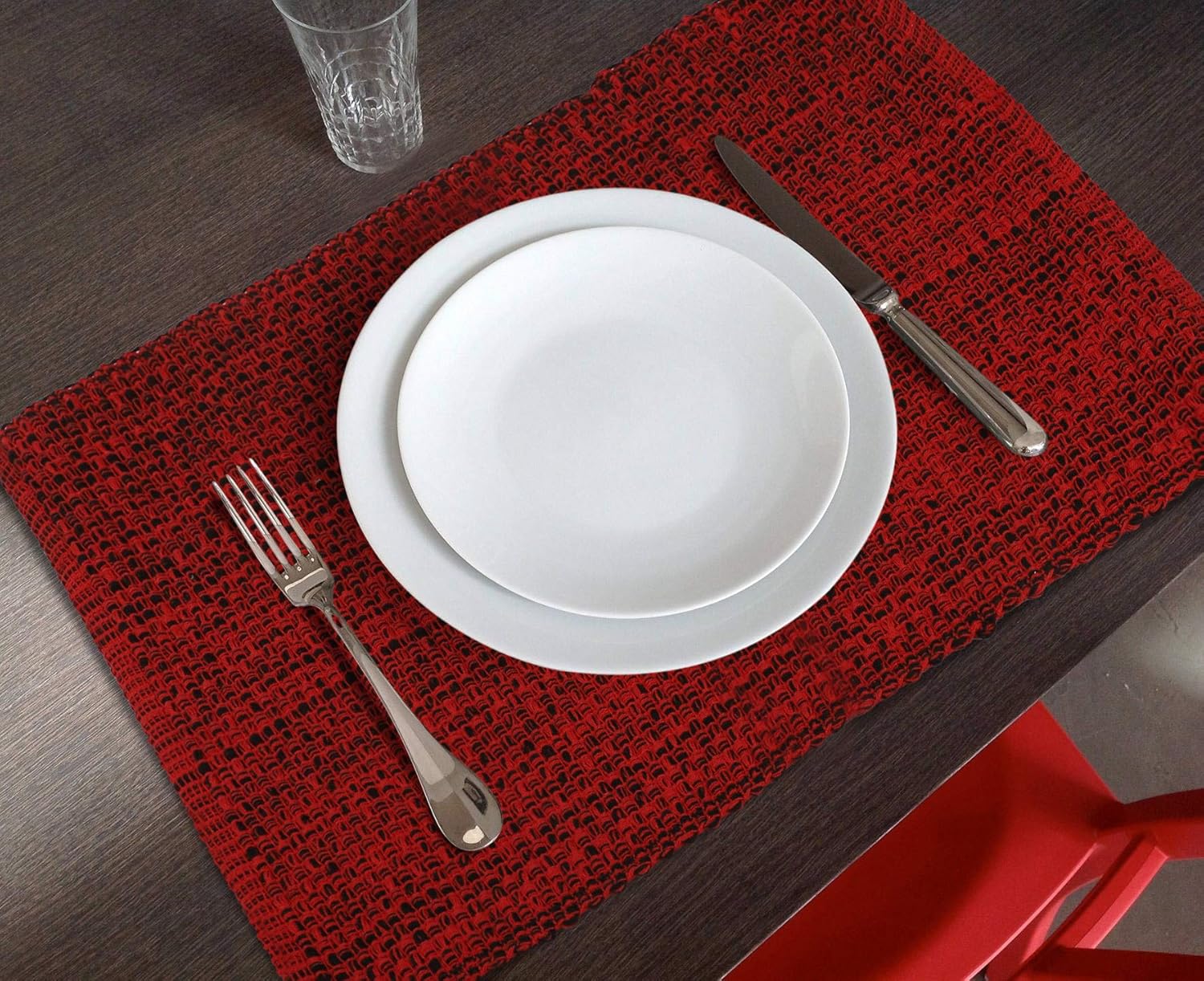 Urban Villa, 100% Cotton Two Tone Place Mats,14''x 20'' Over Sized,Set of 6,Blue/White, Every Day Use,Heavier Quality: Home & Kitchen