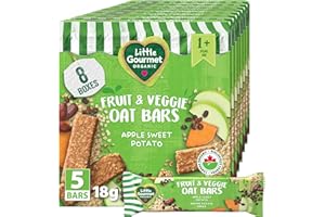 Little Gourmet Organic Oat Bars, Apple Sweet Potato, 8 x 5-Pack (18 g Bars) | 12 Months+ | Organic | No Added Sugar | Plant-B