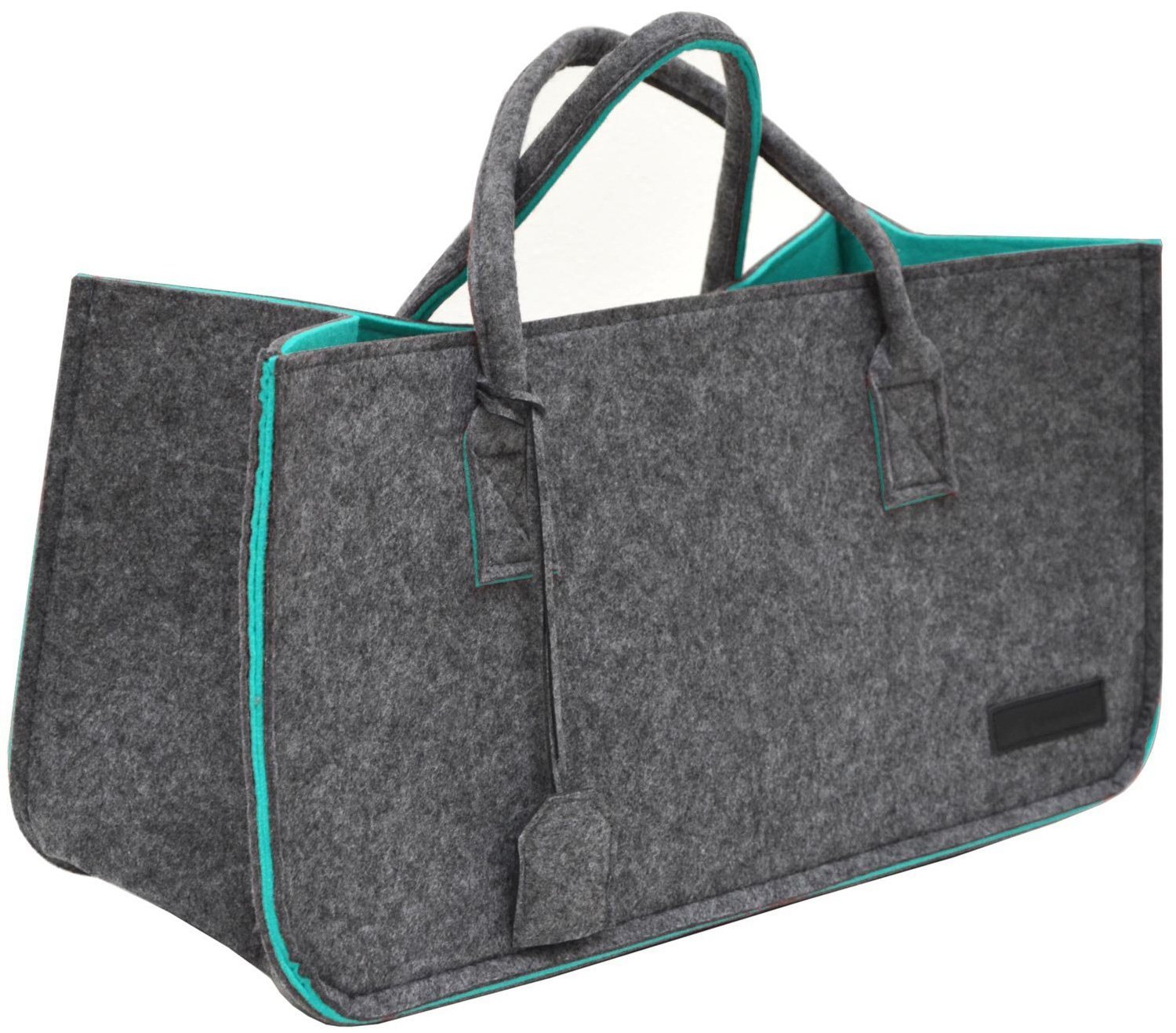 DuneDesign Up to 25kg: Heavy Duty Felt Storage Bag - 50x25x25 Extra Thick Foldable Felt Bag for Shopping Bag - Felt Log Basket Felt Fireplace Wood Basket - Large Shopping Basket Felt Firewood Basket