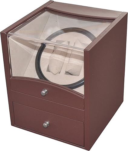 Amazon Com 2 4 Brown Leather Dual Double Watch Winder Box Ac Dc