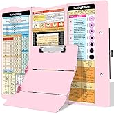Nursing Clipboard Foldable Clipboard Medical: Edition Cheat Sheets Aluminum 3 Layers Foldable Clipboards Nursing Pocket Size Profile Clip Nurse Clipboards Notepad for Nurses Students and Doctors