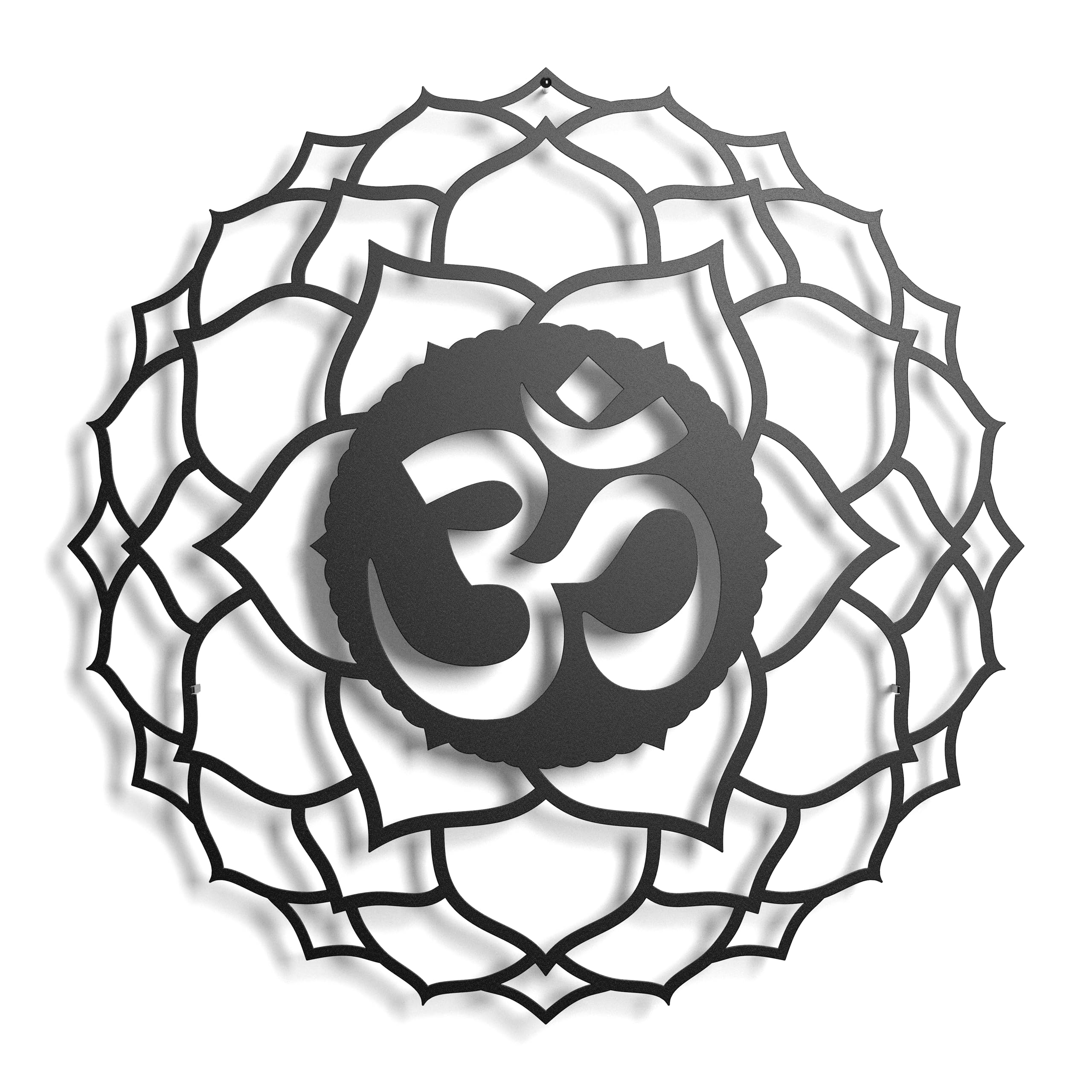 Metal Decoration - Floating Wall Sculpture with Shades - Steel (43 x 31 cm, OM Mantra) — image 1