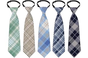 Sucrain 5pcs Boy's Necktie Pre-tied Adjustable Neck Strap Tie for Wedding Graduation School Uniforms