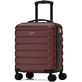 Flight Knight Carry On Suitcase 18x14x8" Hardside Built In TSA Lock & USB Port Lightweight Luggage Silent Double Spinner Wheels Maximum Underseat Carry-On Bag For American & United Approved Airlines