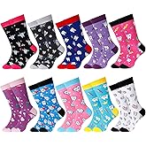 Therwen 10 Pairs Funny Dental Teeth Socks Novelty Teeth Crew Socks for Women, Cute Dentist Gift for Nurse Teacher
