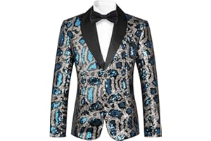 SWOTGdoby Boys Blazers Slim Fit Suit Jacket Formal Tuxedo Blazer Golden Shiny Dress Coat Ring Bearer Outfit for Party Prom