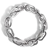Jessica Simpson Jewelry Silver-Tone Statement Link Bracelet for Women 7", Modern Chunky Bracelets for Women