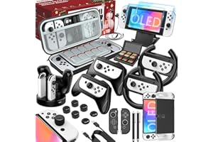 HEYSTOP Switch OLED Accessories Kits,27 in 1 Switch OLED Luxury Gifts with Switch OLED Case/Protective Cover/Switch Controlle