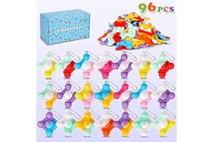 KENWQZI 96 PCS New Mini Big Pop Fidget Toys Pack Party Favors, Silicone Squeeze Pop Bubble Fidget Bulk Sensory Toys, Pop Keychain Bubble Toy Party Bag Fillers for Kids, Wrap Pop Toy