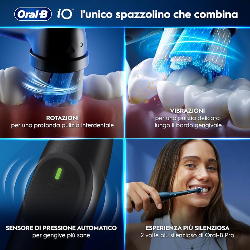 iO 2 Spazzolino Elettrico, con 1 Testina di Ricambio, Nero