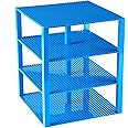 Strictly Briks Compatible with Lego 4 Pack Classic Stackable Baseplates 10x10 in, Building Bricks Plates with 32 x 32 Studs, Towers, Shelves, 4 Plates & 30 Stackers, Blue