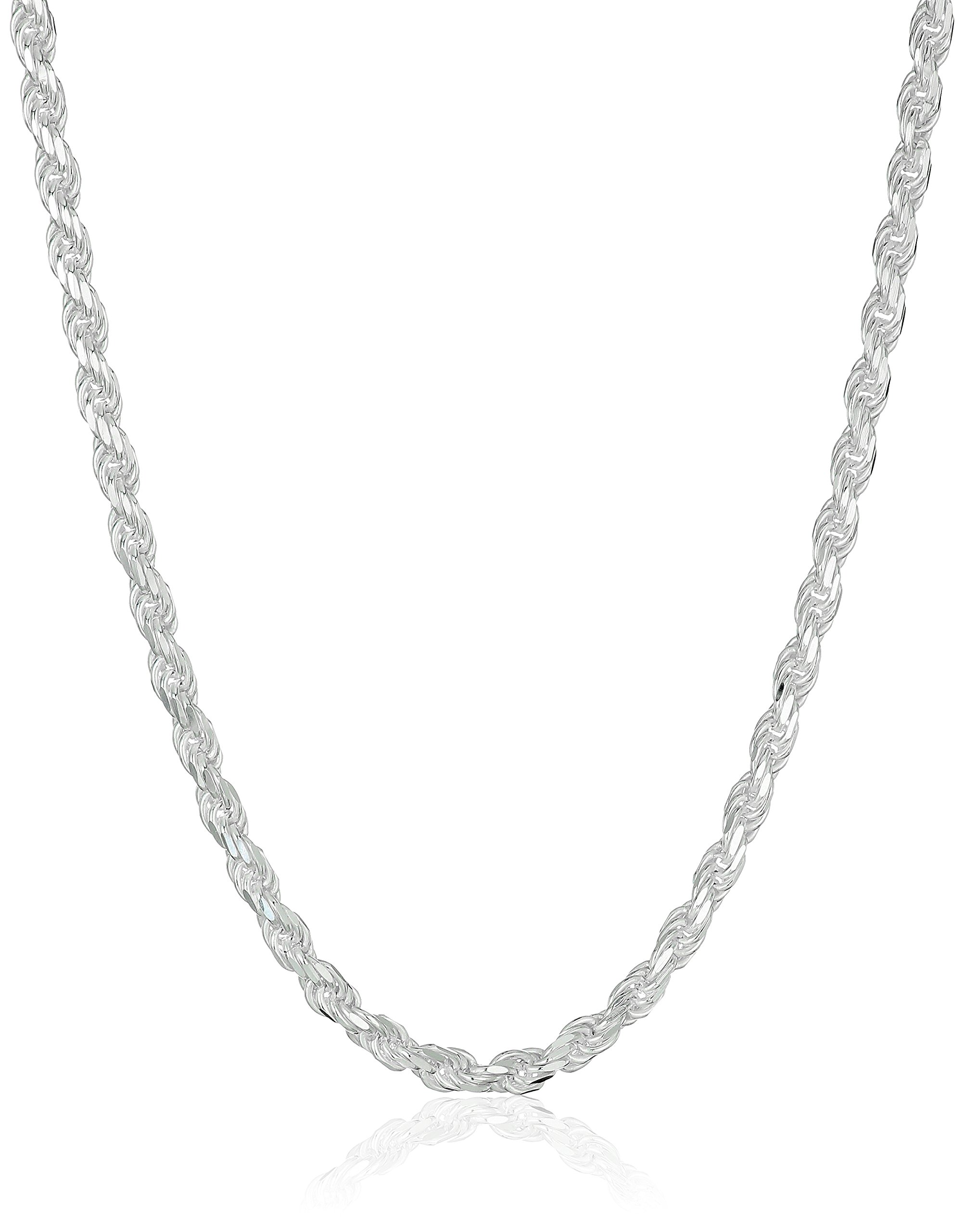 Photo 1 of Amazon Essentials Sterling Silver Diamond Cut Rope Chain Necklace, 36" (previously Amazon Collection)