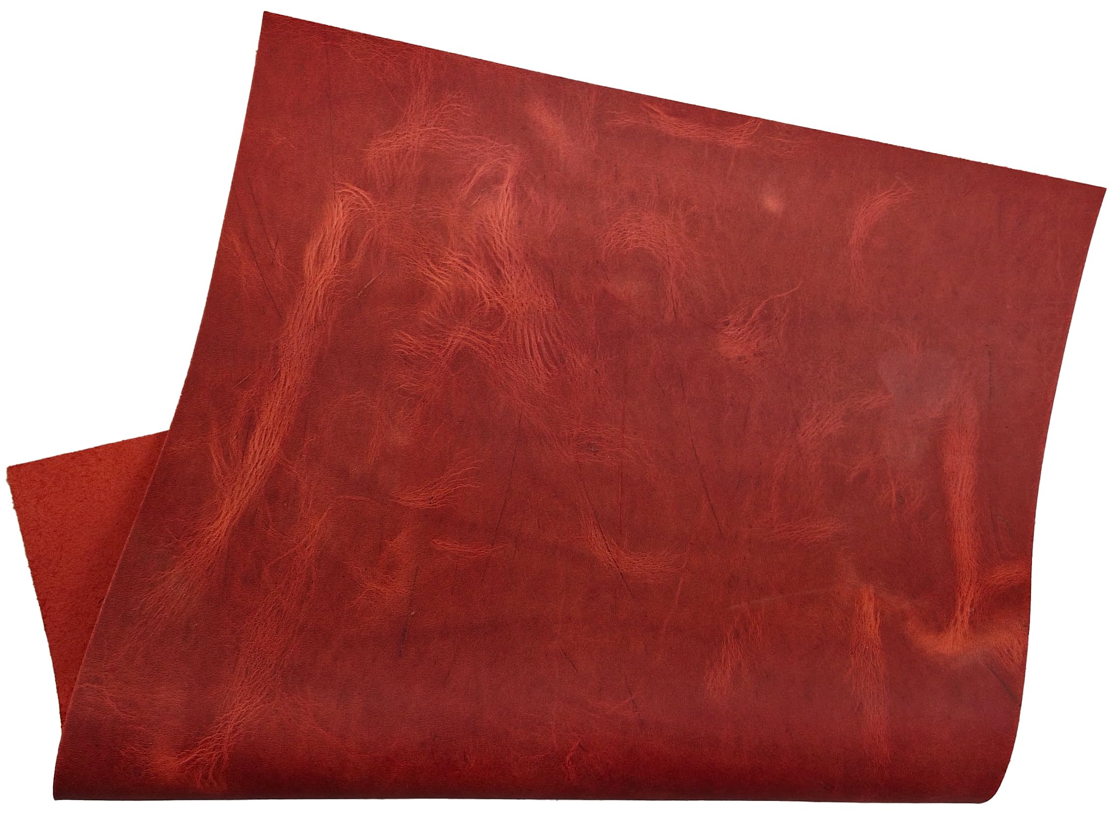 HAPPER STUDIO Cowhide Leather 1.6mm Strong Pull-Up Crazy Horse Leather Sheets for Crafts (A5 (148 x 210mm), Red, 1)