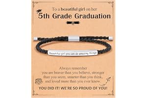 BxkSky 5th/8th Grade Graduation Gifts for Her, Engraved Beautiful Girl You Can Do Amazing Things Adjustable Bracelet, Elementary Middle School Graduate Gifts