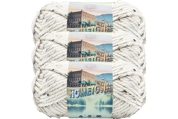 Lion Brand Yarn Hometown Yarn, Super-Bulky Yarn for Knitting, Crocheting, and Crafting, 3 Pack, Aspen Tweed