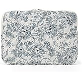 Puffy Laptop Sleeve 13-15.6 Inch Cute Quilted Laptop Protective Case Padded Floral Computer Sleeve for MacBook (B-Dark Blue, 15 Inch)