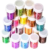 LEOBRO Chunky Glitter, 18 Jars Craft Glitter for Resin, Crafts, Tumbler DIY Arts and Crafts, Total 270g