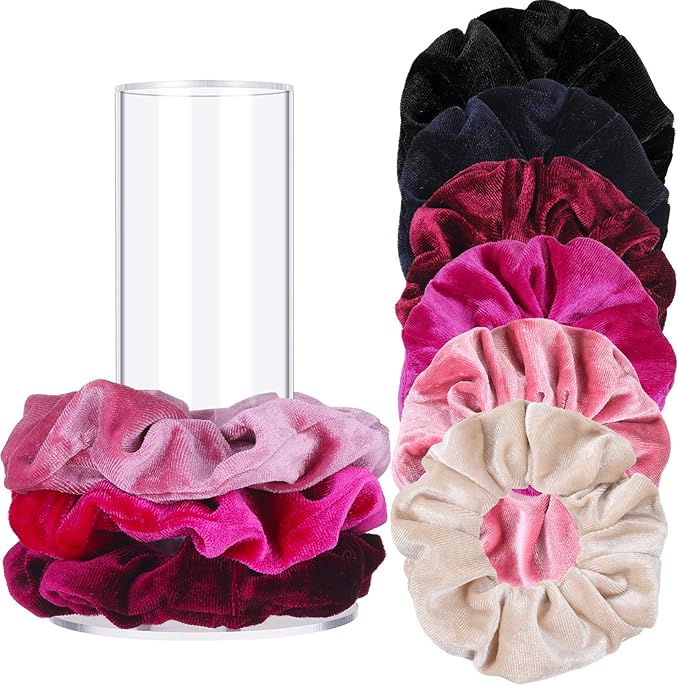 Scrunchie Holder Stand with 6 Pieces Scrunchies, Acrylic Jewelry