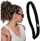 Curlfriend Collective Onyx Comfort Curve Silk Headband – Luxe 100% Mulberry Silk, No-Slip Wide Headband for Women – Gentle, Headache-Free Fit for Curly, Coily & Textured Hair – Chic Fashion Accessory