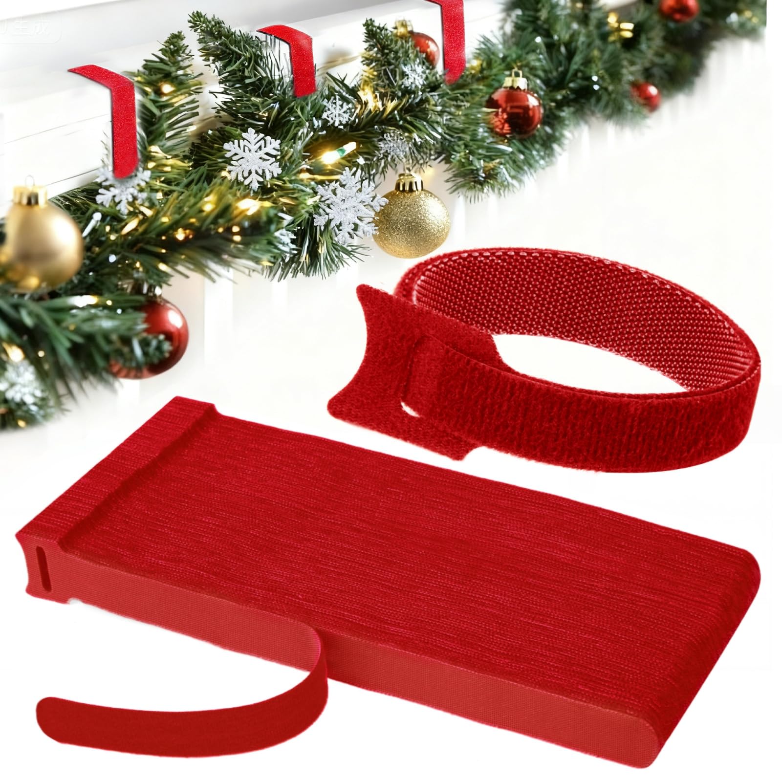 Photo 1 of 100 Pcs Christmas Garland Ties, 12" Adjustable Holiday Garland Ties, Reusable Nylon Garden Plant Cable Straps Xmas Tree Railing Tie Wreath Garlands Hanger for Stairs Door Banister Decoration (Red)  PACK  OF 3