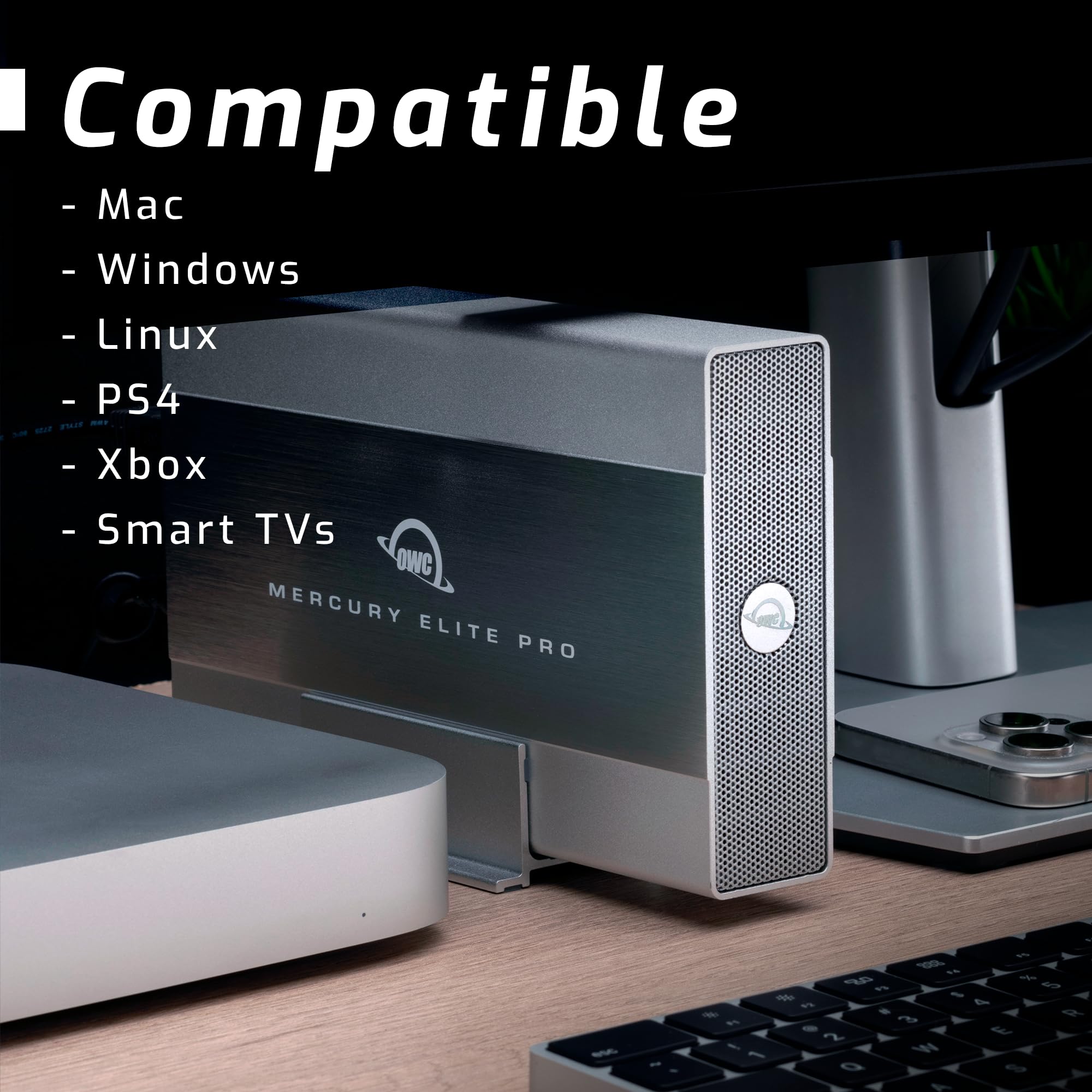 OWC Mercury Elite Pro External Hard Drive Enclosure for 3.5 Inch SATA Drives, USB 3.2 Gen 1 Connection with 5Gb/s, Up to 20TB Capacity HDD Enclosure with Power Adapter