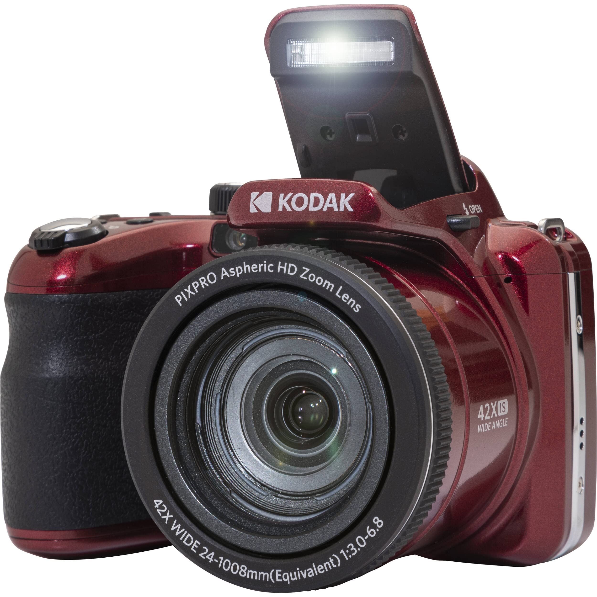 Kodak PIXPRO AZ425 Digital Camera + 64GB Memory Card + Camera Case (Black) + USB Card Reader + Table Tripod + Accessories (Red)