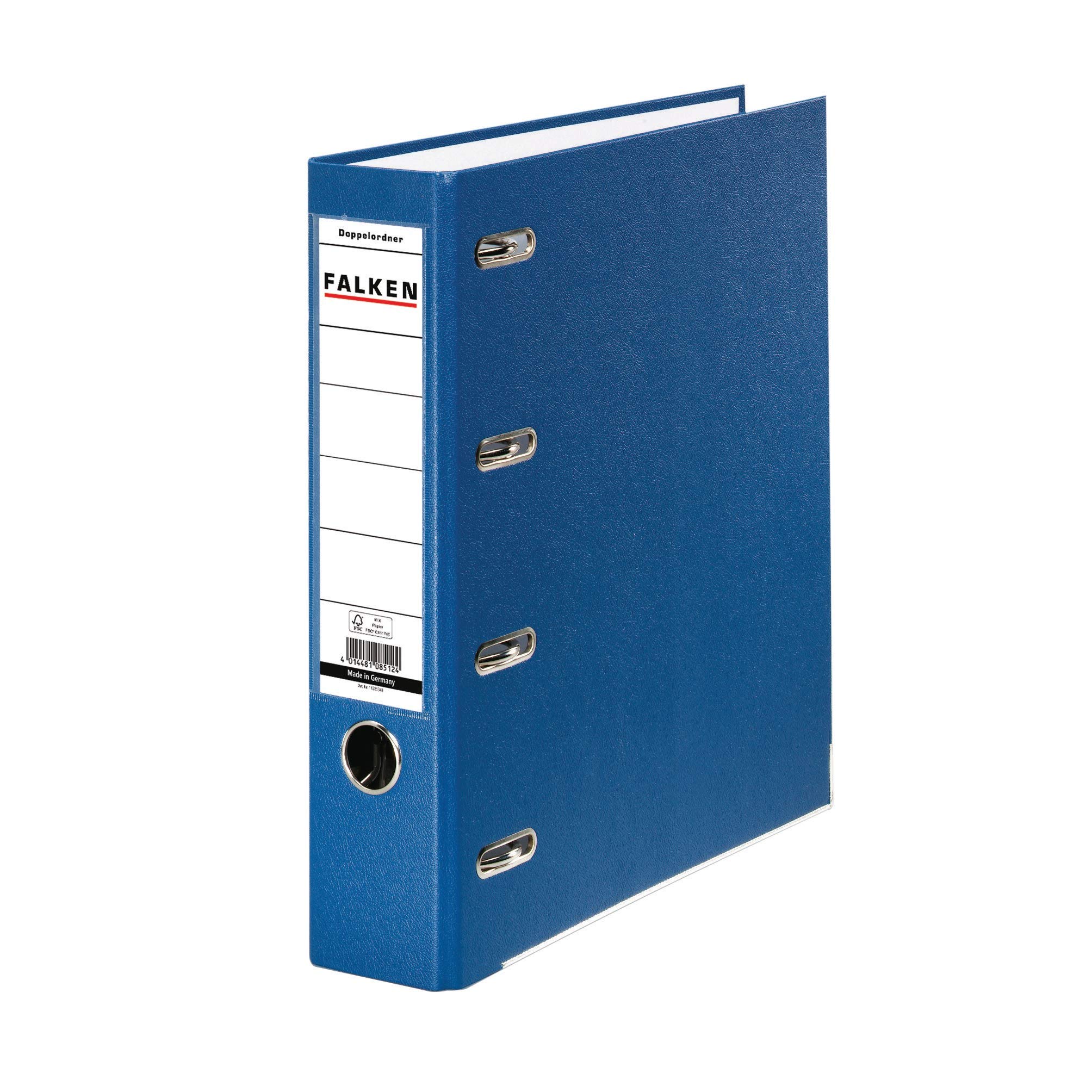 FALKEN Original PP Plastic Double File, DIN A5 Landscape, Blue, 7 cm Wide, 2x500 Sheets (80 g/m²), FSC Certified