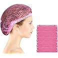 100 Pcs Disposable Nonwoven Bouffant Caps 21 Inch Hair Net Elastic Cap Hair Cover Hats for Beauty Salon Hospital Spa Catering Dust-free Workspace(Pink)