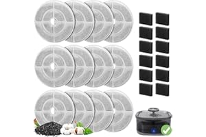 12 Pack Replacement Filters for 2.5Gal/9.5L Dog Fountain, GISOFIK 18CM Larger Cat Water Fountain Filters, Coconut Activated Dog Water Dispenser Filter, Pet Fountain Filter Replacement(6 Pump Filters)
