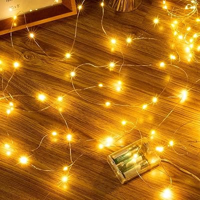 Ollny 10m 100 LED Battery Fairy String Lights Warm White Indoor Outdoor
