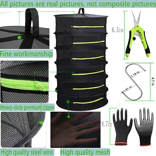 6-Layer Herb Drying Rack (2ft) – Hanging Mesh Net With Garden Scissors & Gloves, Breathable For Herbs, Flowers, Plants
