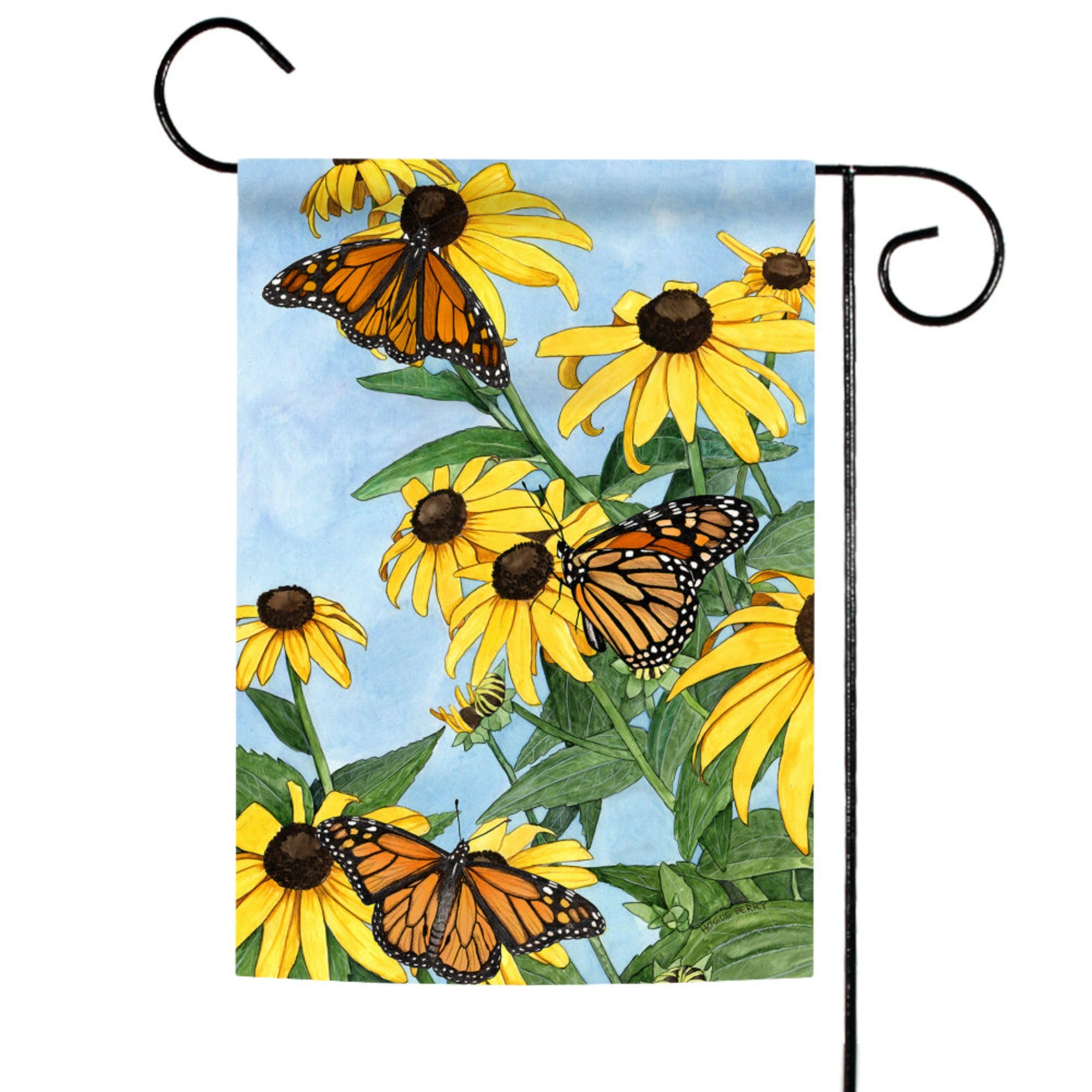 Toland Home Garden Coneflowers and Monarchs 12.5 x 18 Inch Decorative Spring Butterfly Flowers Watercolor Garden Flag