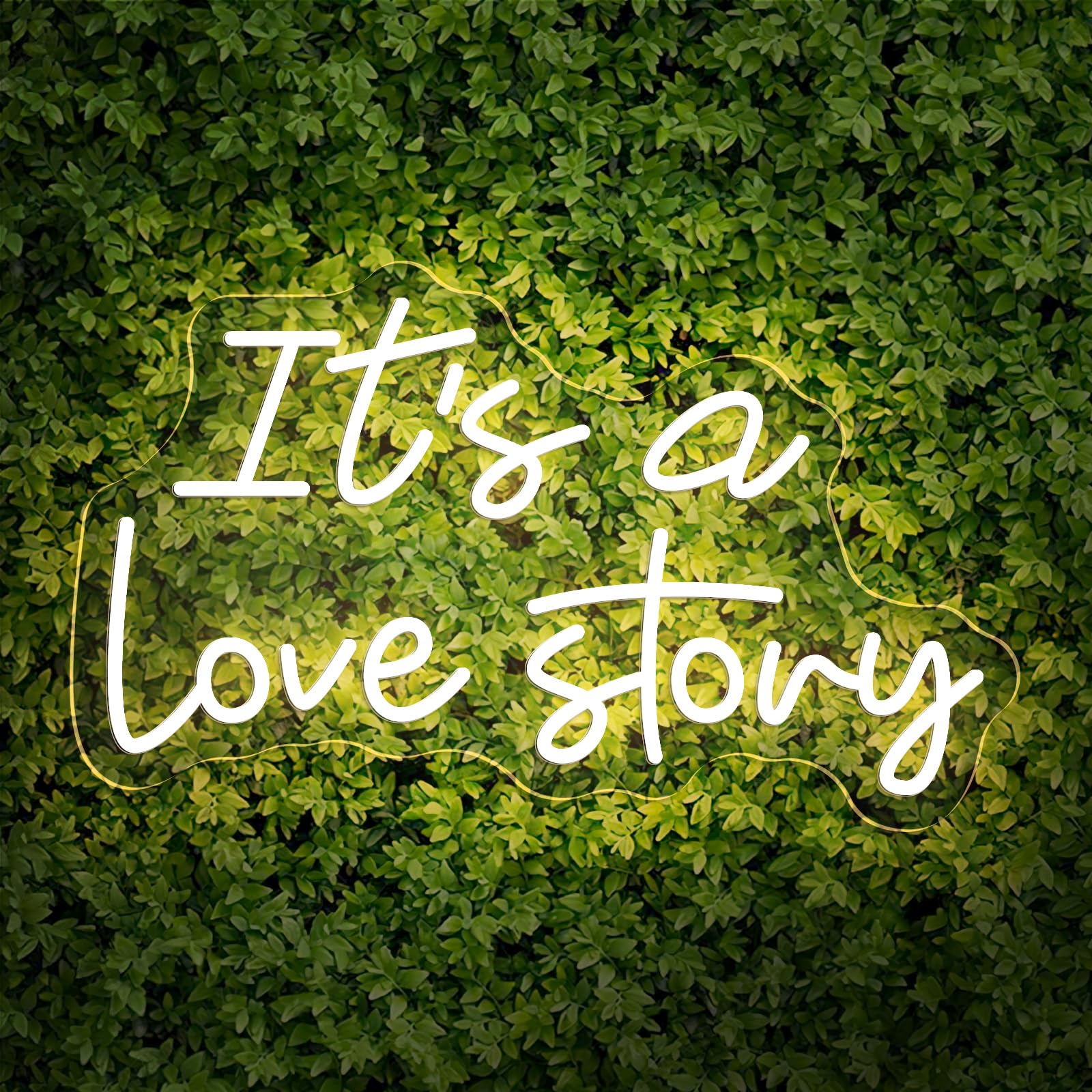 Photo 1 of 16 Inch It's a Love Story Neon Sign, Warm White Love Story LED Neon Light for Makeup Vanity, Bedroom, Home Wall, Office Decor, Neon Light for Party Backdrop, Wedding, Birthday Gifts, Anniversary Decoration