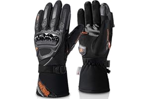 Iron JIA'S Motorcycle Gloves Winter Cold Weather Warm Touchscreen Waterproof Windproof Protective Gear (Black, XXL)