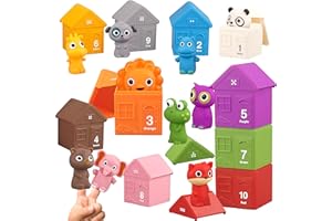 SOPU 20 Pcs Farm Animals Toys for Toddlers 3-5 Kids Toys, Toddler Toys Ages 2-4 with Animal Finger Puppets and Barn Counting, Matching, Sorting Stacking Toys, Xmax Gift Stocking Stuffers for Boys Girls