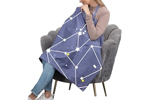 BYEBYE CALORIE Cotton Nursing Cover for Breastfeeding - Multipurpose Breathable Mother Breastfeeding Cover (blue star)