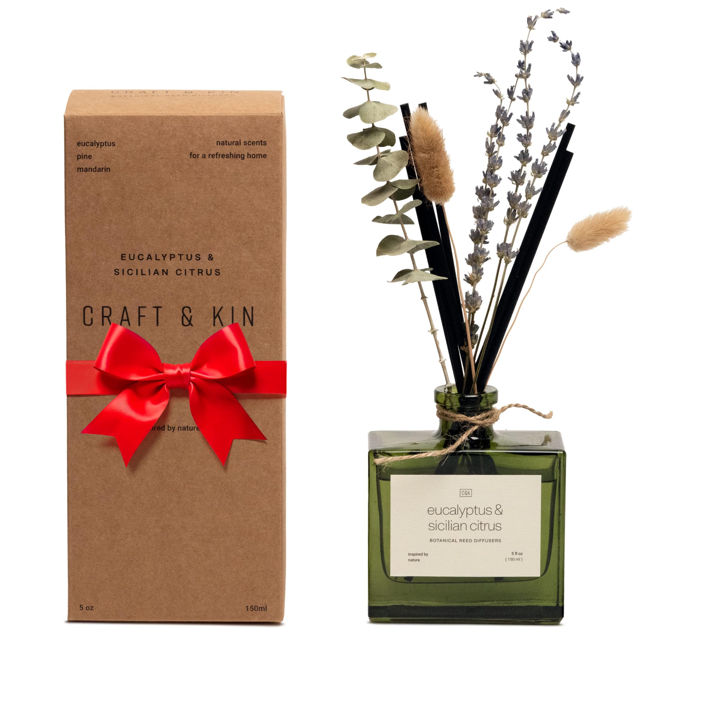 Photo 1 of Craft & Kin Reed Diffuser Set with Dried Flowers, 5 oz Eucalyptus & Sicilian Citrus? Scented Reed Diffuser with Sticks, Scented Sticks Diffuser, Elegant Home Decor & Office Decor