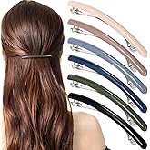 Mxxipp 6pcs French Hair Barrettes for Women, Non-Slip Spring Flat Clips Pins, Elegant Styling Accessories for Short Long Thin Thick Fine Hair - 6 Colors