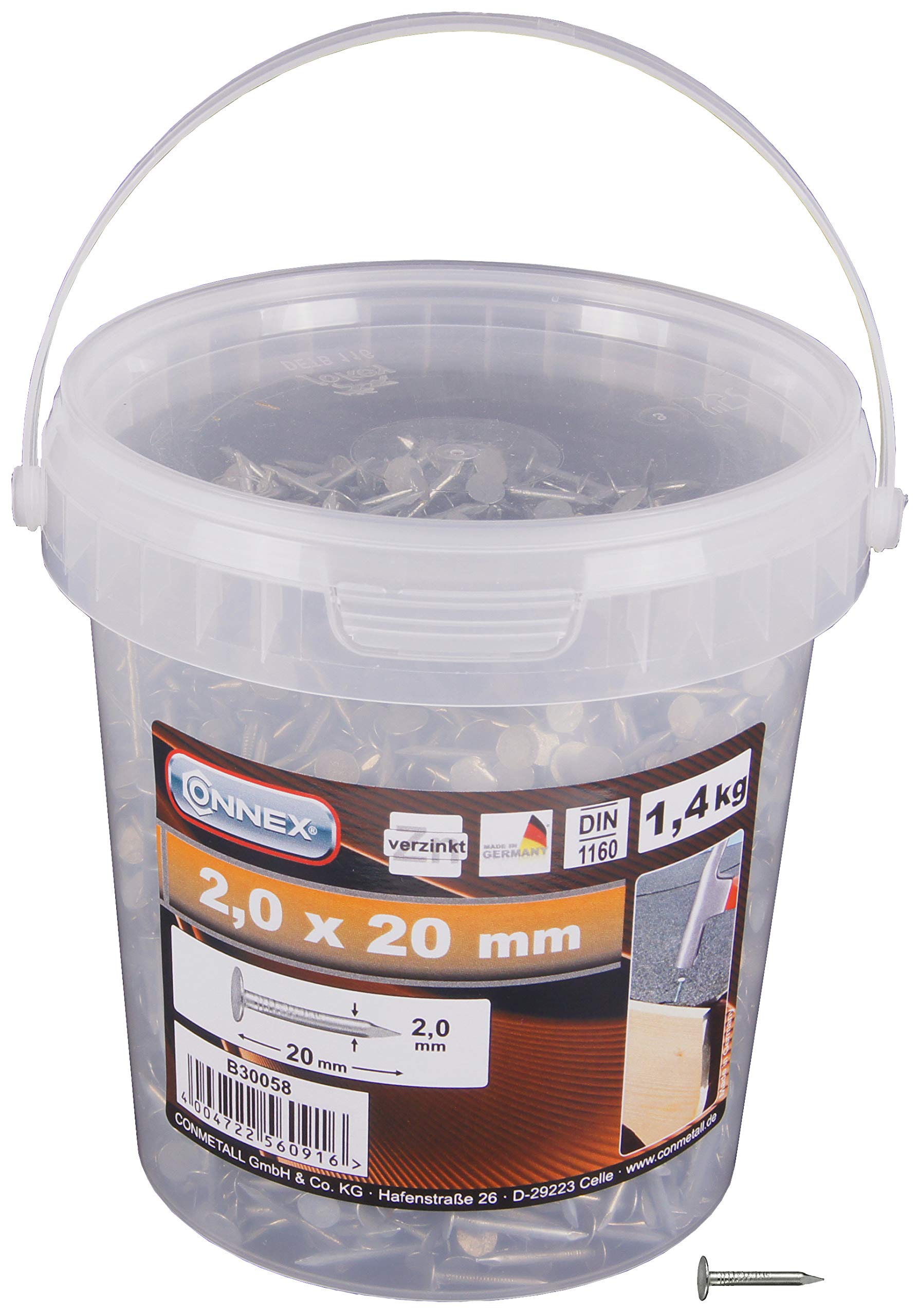 CONNEX B30058 2 x 20mm Roofing Nails in Bucket